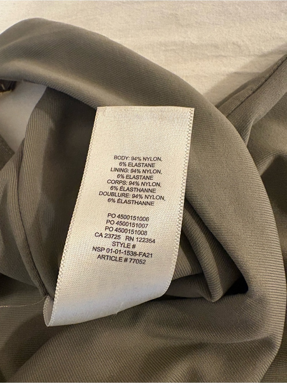 Aritzia Babaton Olive Green V Neck Tank Bodysuit - Picture 5 of 5